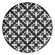 Placa del ébano de la flor de lis plato para fiesta