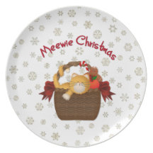 Placa del gatito del navidad de Meewie Platos De Comidas