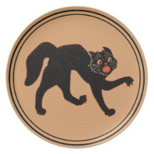 Placa del gato del rasguño de Halloween de los año Platos De Comidas