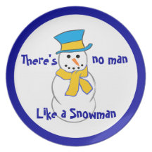 Placa del muñeco de nieve platos para fiestas