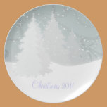 Placa del navidad de la escena Nevado platos