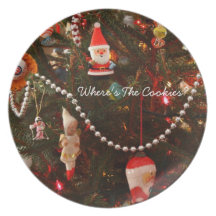 Placa del ornamento del navidad platos de comidas