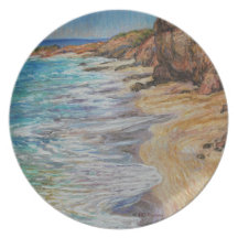 Placa del paisaje marino 2 platos para fiestas