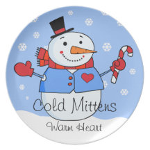 Placa fría del muñeco de nieve de las manoplas platos para fiestas