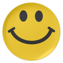 Placa frontal sonriente amarilla grande platos