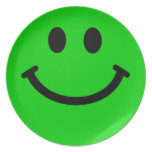 Placa frontal sonriente verde grande platos