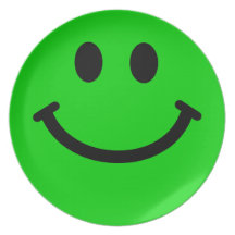 Placa frontal sonriente verde grande plato para fiesta