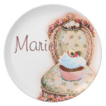 Placa personalizada de la silla de la magdalena y  plato de comida