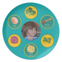 Placa personalizada de Seder (turquesa/ingleses) Platos De Comidas