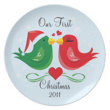 Placa personalizada Lovebirds del navidad Platos Para Fiestas