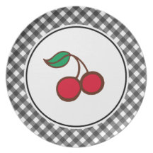 Placa retra de la cereza platos para fiestas