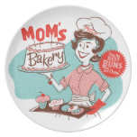 Placa retra de la panadería de la mamá plato para fiesta