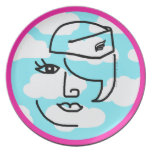 Placa retra del diseño del arte pop de la azafata platos
