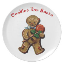 Placa retra linda de la galleta de Santa del hombr Plato De Cena