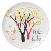 Placa rizada del bebé del gatito platos de comidas