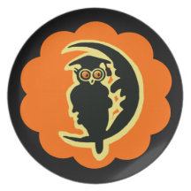 Placa sabia de la melamina del búho de Halloween d Plato