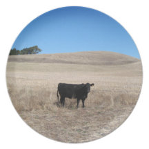 Placa: Vaca en campo en otoño Plato