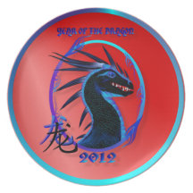 placas negras del dragón 2012-Horned Plato Para Fiesta