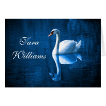 Placecard blanco del nombre de la tabla del cisne felicitaciones