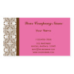 Placer del damasco en rosa floral y Brown tarjetas de negocio