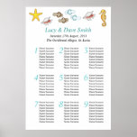 Plan del asiento de la tabla del boda de playa poster
