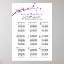 Plan púrpura del asiento de la tabla del boda de l poster