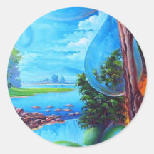PLANETA  ÁGUA - Leomariano artista plastico Adesivos Redondos