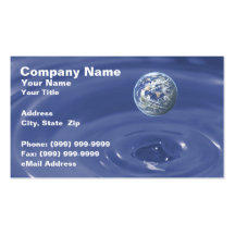 Planeta sobre el agua azul plantillas de tarjetas personales