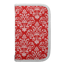 Planificador rojo y blanco del vintage del damasco
