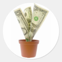 Planta de dinero de los E.E.U.U. Pegatina Redonda