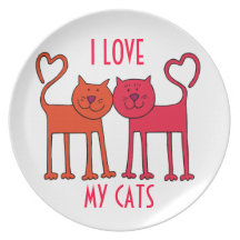 PLANTILLA ADORABLE DE LA PLACA DE DOS GATOS PLATO