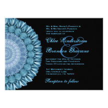 Plantilla azul del boda de la rueda de margarita d invitaciones personales 