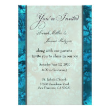 Plantilla azul metálica de la invitación del boda 