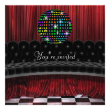 Plantilla de la invitación del fiesta de disco de 