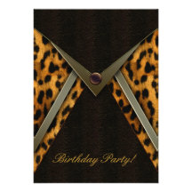 Plantilla de la invitación del fiesta del leopardo