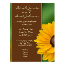 Plantilla de la invitación del girasol del país tarjetas postales