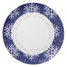 Plantilla de la placa - copos de nieve platos para fiestas