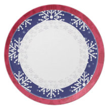 Plantilla de la placa - copos de nieve plato de cena