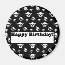 Plantilla de los cráneos del feliz cumpleaños imán de nevera