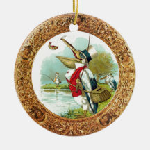 PLANTILLA DE SR. .PELICAN FISHING GOLD PHOTO ADORNO DE NAVIDAD