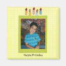 Plantilla del cumpleaños de la foto del retrato iman para frigorífico