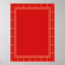 Plantilla elegante con ROJO de la frontera Poster