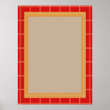 Plantilla elegante con ROJO de la frontera Posters