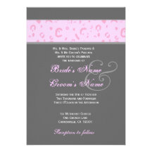Plantilla gris y rosada del boda del leopardo comunicado personal  