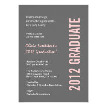 Plantilla moderna rosada gris 2012 de la fiesta de invitación personalizada
