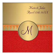 PLANTILLA ROJA DE LA INVITACIÓN DEL BODA DEL ORO D
