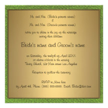 PLANTILLA VERDE DE LA INVITACIÓN DEL BODA DEL ORO 