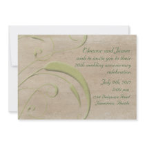 Plantilla verde grabada en relieve Antiqued de las invitaciones