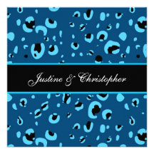 Plantilla Y071 del boda del leopardo del azul y de Invitaciones Personalizada