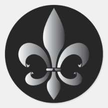 Plata de la flor de lis y pegatinas negros